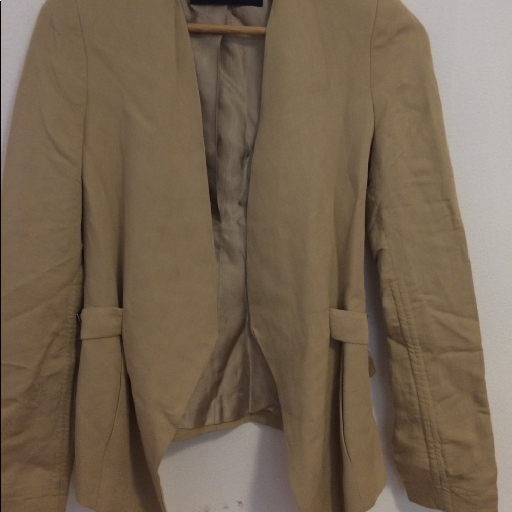 New never worn beige tan Zara waterfall blazer